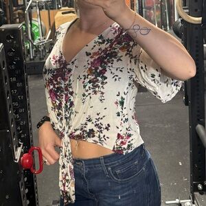 Luq Rhee Tie Front Top Medium Off-White